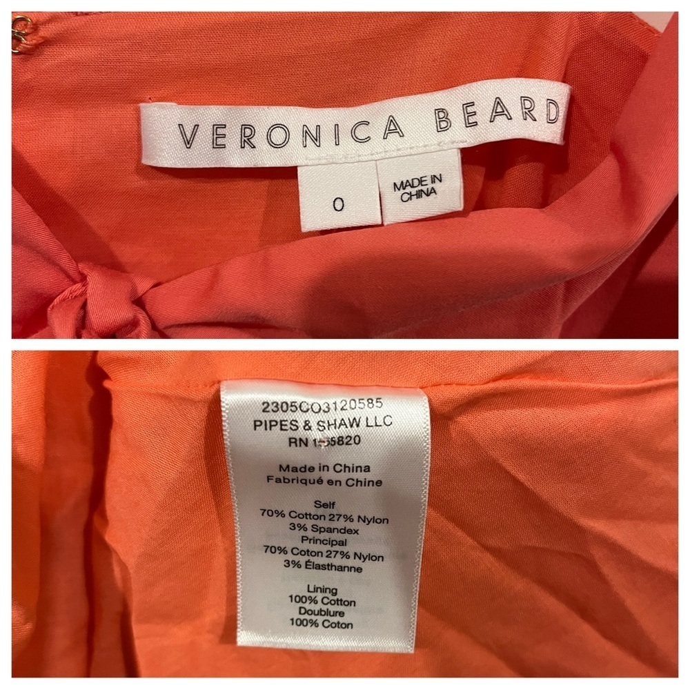 Veronica Beard Fitz Halter Dress sz: 0 XS Coral Sundress Summer Resort Vacation - Picture 6 of 8